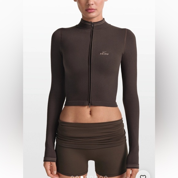 SKIMS Jackets & Blazers - SKIMS NIKE Ribbed Seamless Zip Up Crop Jacket Phoenix Medium BNWT SOLD OUT